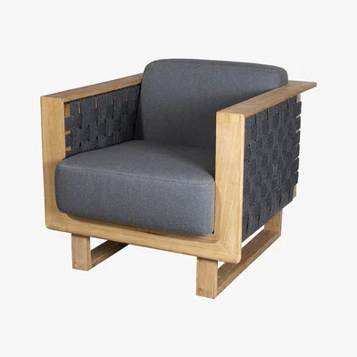 Olivia's Cane-line Angle With Teak Frame Dark Grey Lounge Outdoor Chair