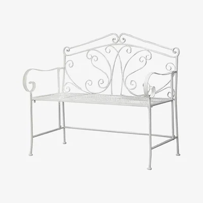 The Range GlamHaus Foldable Shabby Chic Handmade Vintage (Andalusia) Garden Bench - White