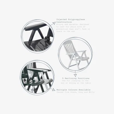 The Range Blanes Reclining Garden Chairs Pack of 2 - Green