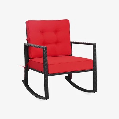 The Range Outdoor Patio Rattan Rocker Chair - Red