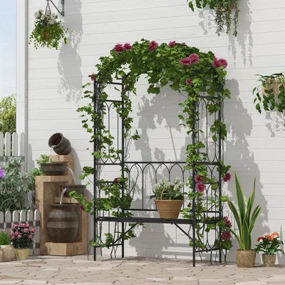 The Range Garden Arbour Bench Plant Climbing Support - Black