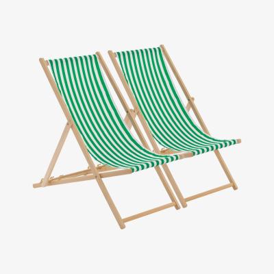 The Range Wooden Folding Garden Sun Lounger Deck Chair x2 - Green