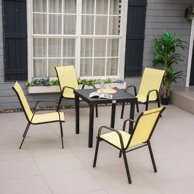 The Range Set of 4 Garden Dining Chair Set Stackable - White