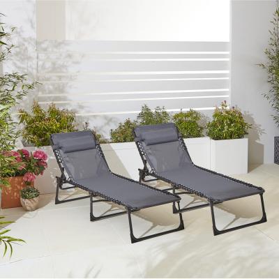 The Range Neo Pair of Lightweight Sun Loungers Sunbed - Grey