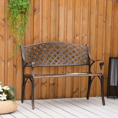 The Range Cast Aluminium Outdoor Garden Bench 2 Seater - Bronze