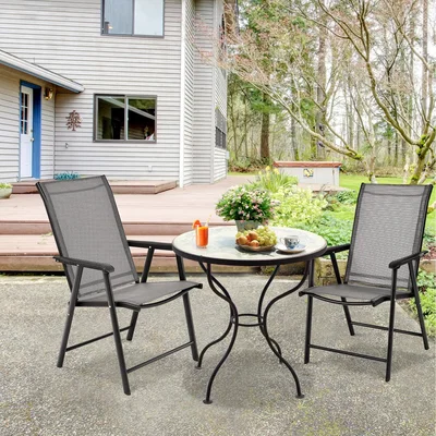 The Range 2 Pcs Folding Chairs in Fabric and Metal Grey - Grey