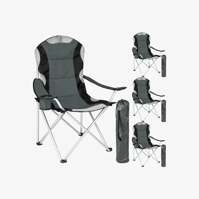 The Range 4 Camping chairs - padded - Grey