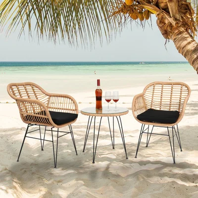 The Range Rattan Garden & Patio Furniture Set - Yellow / 3 Sets