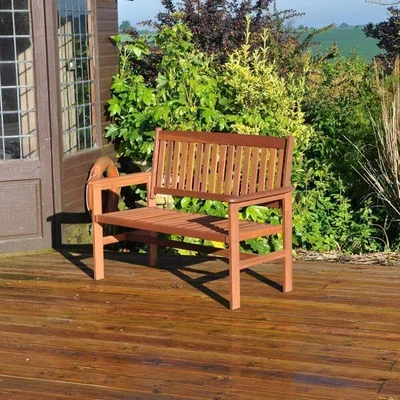 The Range 2 Seat Wooden Garden Bench  - Brown / 3