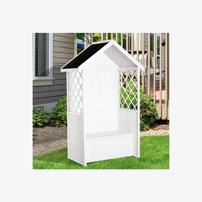 The Range Wooden Arbour Double Seat Bench - White