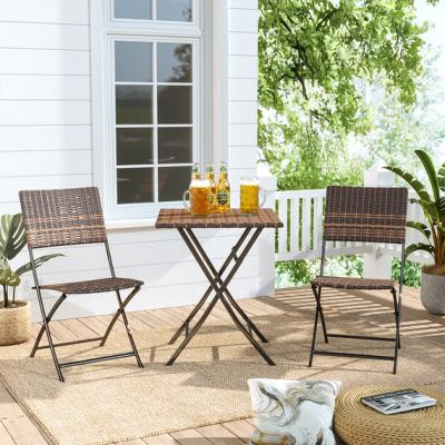 The Range Folding Rattan Garden Chair Set - Brown
