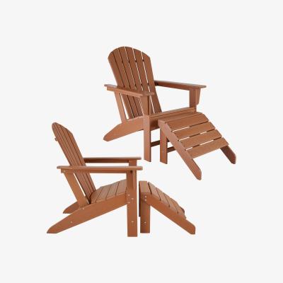 The Range Set Of 2 Adirondack Design Garden Chairs with Footstool - Brown