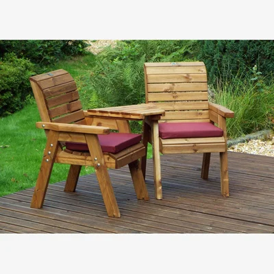 The Range Charles Taylor Twin Companion Set Angled with Seat Cushions - Burgundy