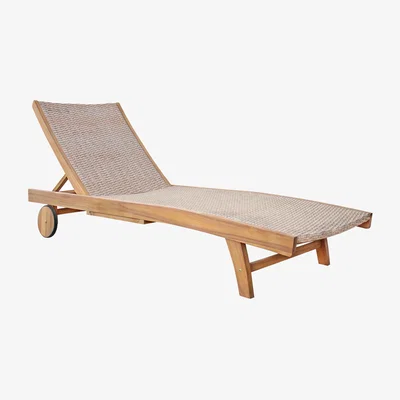 The Range Nata Acacia Wood and Rattan Sun Lounger Natural - Natural