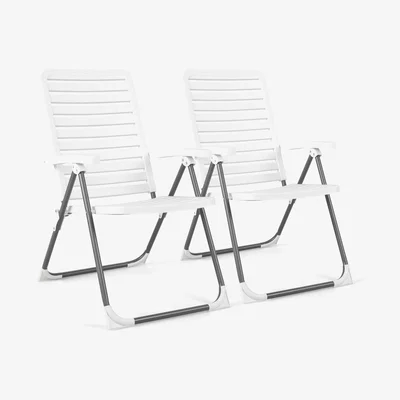 The Range 2 PCS Patio Folding Chair Outdoor High Back Chair - White