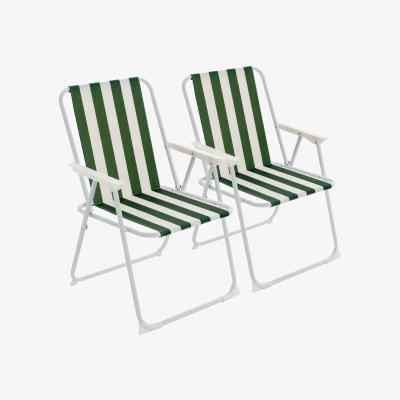 The Range Folding Metal Beach Garden Chairs - Pack of 2 - Green