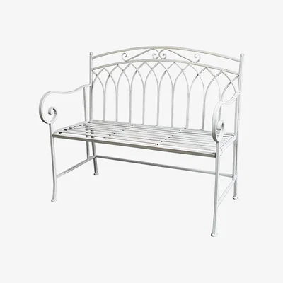The Range GlamHaus Garden Patio Bench Shabby Chic Handmade - Antique White (Varesa) - White