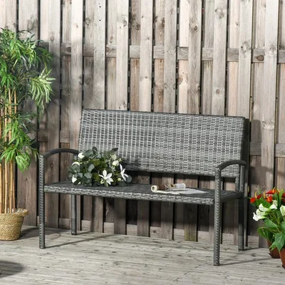 The Range Patio Rattan 2 Seater Garden Bench Love Seater - Grey
