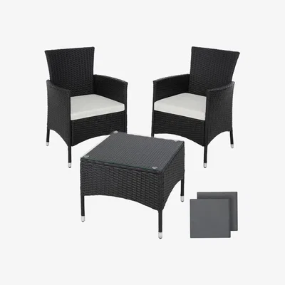 The Range Black Lucerne Rattan Garden Furniture Set - black