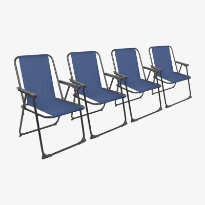 The Range Folding Metal Beach Chairs - Matt Black - Pack of 4 - Blue