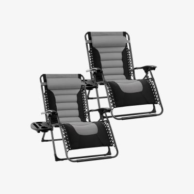The Range Set of 2 Extra Wide Garden Zero Gravity Chair with padded seat - Grey