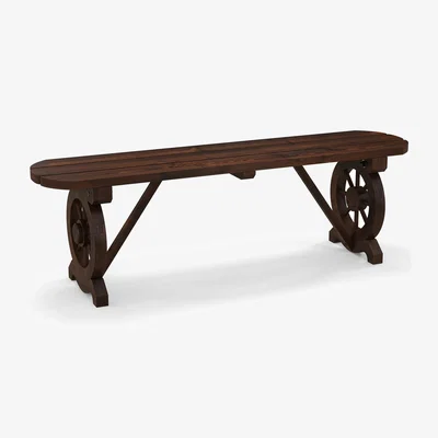 The Range Patio Rustic Wood Bench - Brown