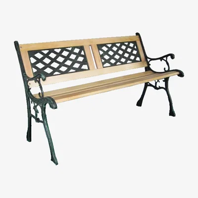 The Range 3 Seater Cross Lattice and Slat Style Garden Bench - Natural