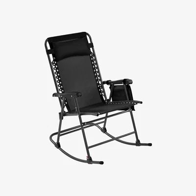 The Range Foldable Outdoor Patio Reclining Lounge Chair - Black