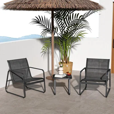 The Range 3 Piece Patio Garden Furniture Set - Black