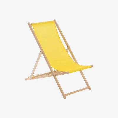 The Range Wooden Folding Garden Sun Lounger Deck Chair x1 - Yellow