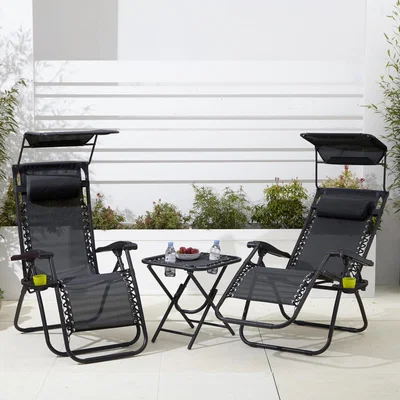 The Range Neo Folding Zero Gravity Chairs and Table Set - Black