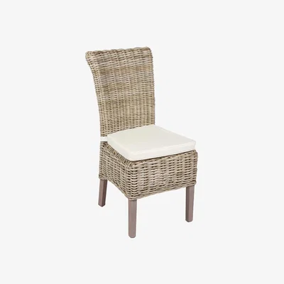 The Range Set of 2 Rattan Wicker Chairs with Cushion  - Kooboo Grey
