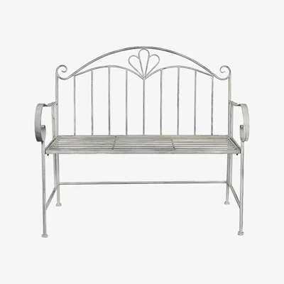 The Range GlamHaus Garden Patio Bench Shabby Chic Handmade - Cement Grey (Trentino) - Grey
