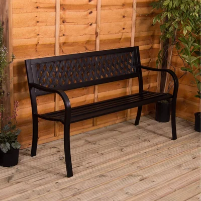 The Range Garden Bench - Black / Steel Plastic