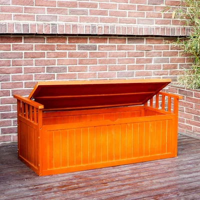 The Range BIRCHTREE Wooden 2 Seater Garden Bench Storage Box with Lid - Natural
