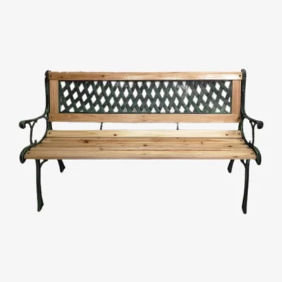 The Range 2 Seater Wooden Cast Iron Bench with Choice of Design - Brown