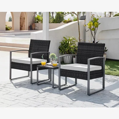 The Range Algarve Outdoor 2 Seat Bistro Set Rattan And Grey Metal Garden Furniture - Brown