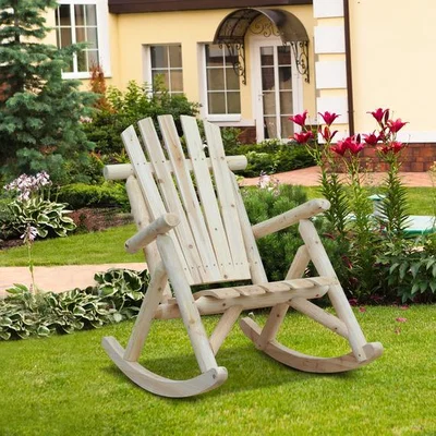 The Range Outsunny Cedar Wood Ergonomic Rocking Chair - Burlywood