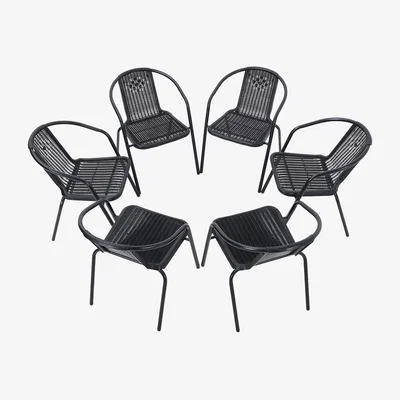 The Range Plastic Stacking Garden Chair Set of 6 - Black
