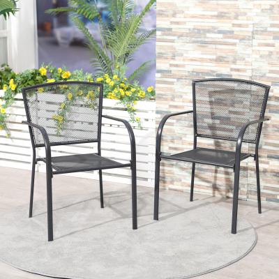 The Range Set of 2 Garden Chairs Metal Garden Dining Chairs 2 Seater - Grey