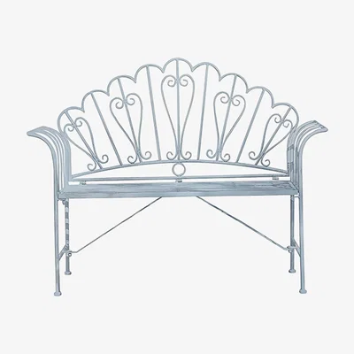 The Range GlamHaus Foldable Shabby Chic Handmade Vintage (Barcelona) Garden Bench - Blue