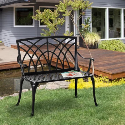 The Range 2 Seater Aluminium Garden Bench - Black