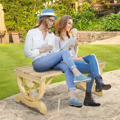 The Range Wooden Two Seater Wagon Wheel Bench - Natural