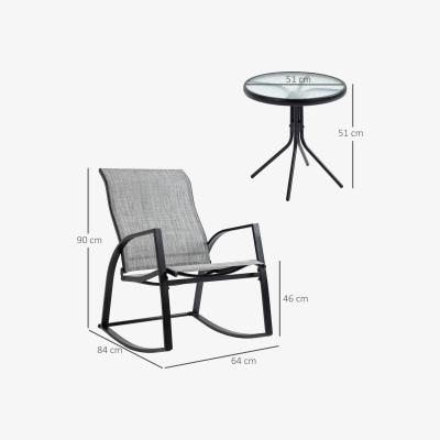 The Range 3 Pieces Outdoor Patio Bistro Set with 2 Rocking Chairs - Grey