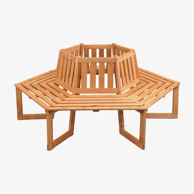 The Range Solid Wood Garden Tree Bench - Brown