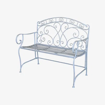 The Range GlamHaus Garden Patio Bench Foldable Shabby Chic Handmade Vintage - Blue