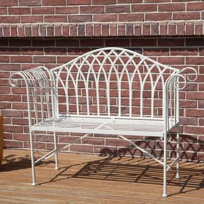 The Range Birchtree 2 Seater Garden White Metal Bench - White
