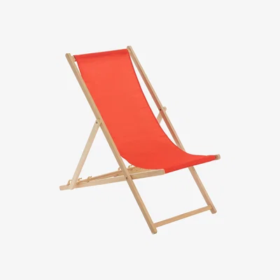 The Range Wooden Folding Garden Sun Lounger Deck Chair x1 - Red