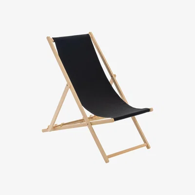The Range Wooden Folding Garden Sun Lounger Deck Chair x1 - Black
