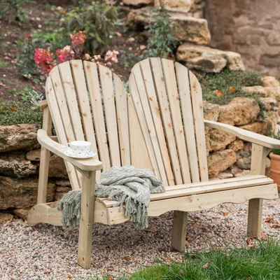 The Range Double Adirondack Relax Garden Bench - Wood